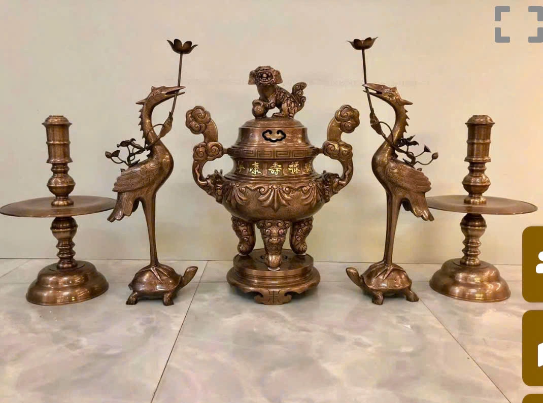 Bộ Đỉnh Rồng Song Long Trầu Nguyệt Đỏ Mộc