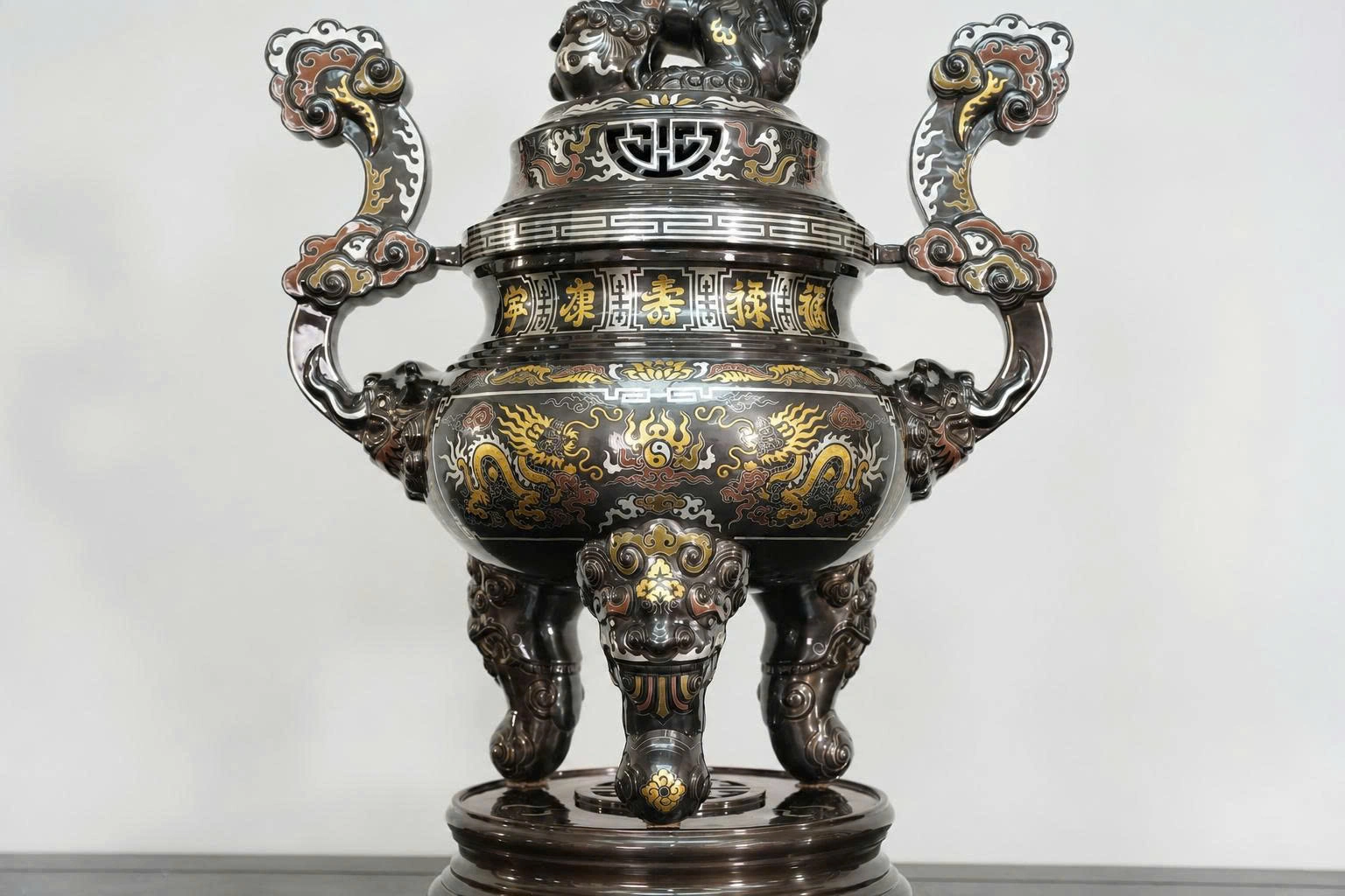 Bộ Đỉnh Đồng Khảm Ngũ Sắc Cao Cấp