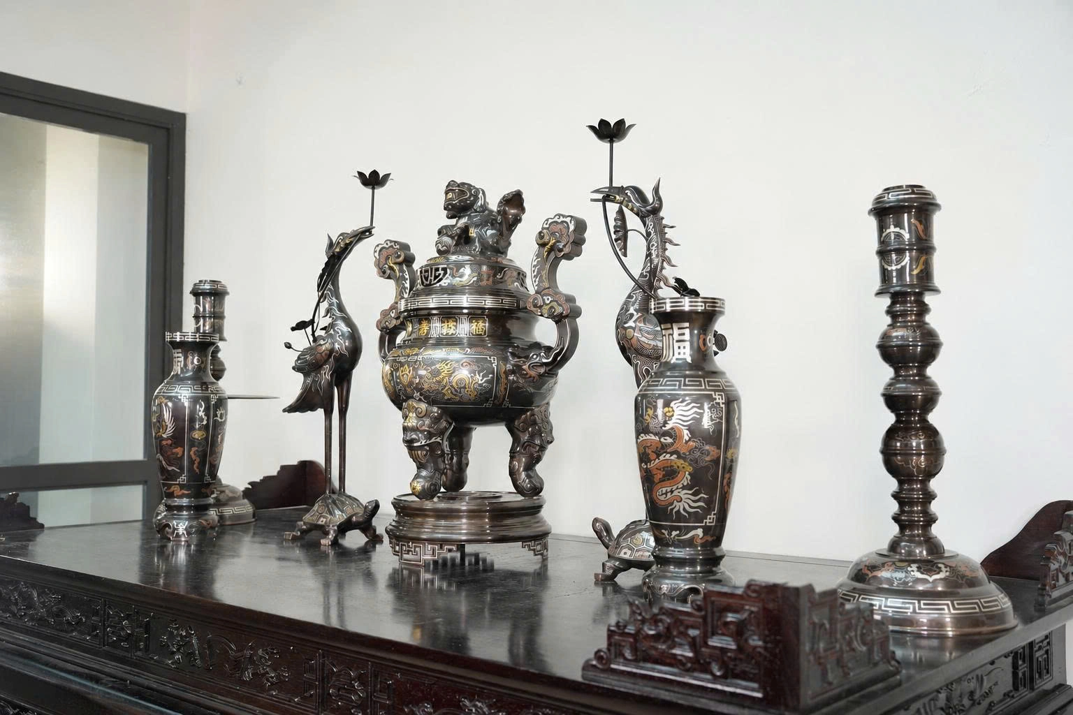 Bộ Đỉnh Đồng Khảm Ngũ Sắc Cao Cấp