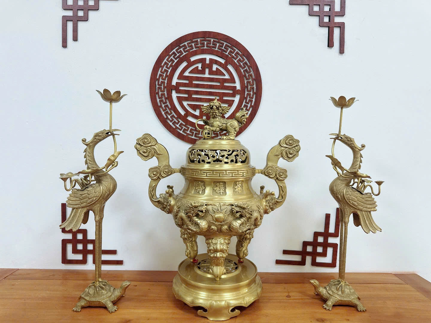 Bộ Đỉnh Đồng Rồng Vàng Đậm