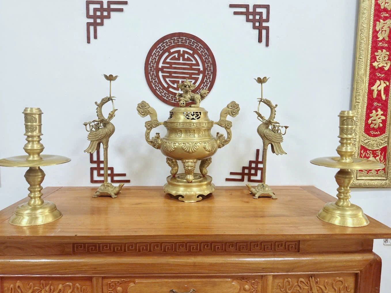 Bộ Đỉnh Đồng Hoa Sòi Vàng Đậm