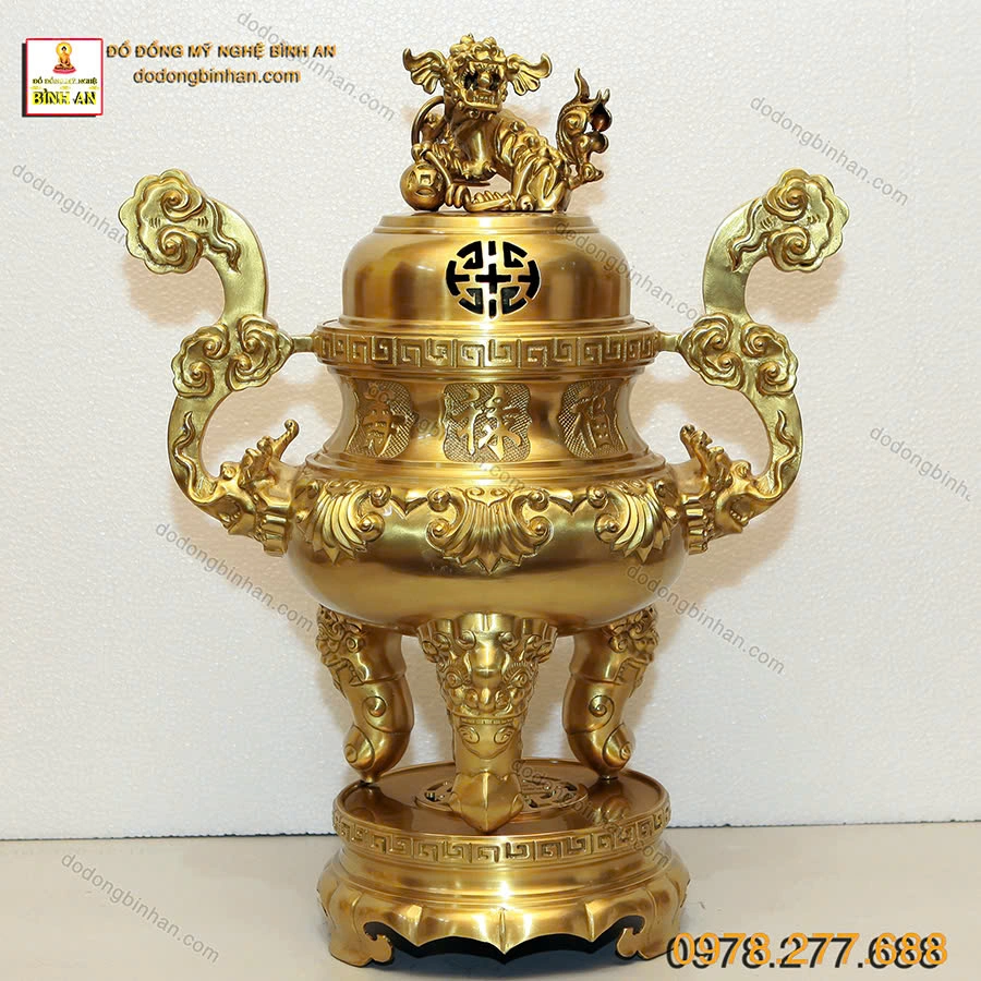 Bộ Đỉnh Đồng Hoa Sòi Vàng Mộc