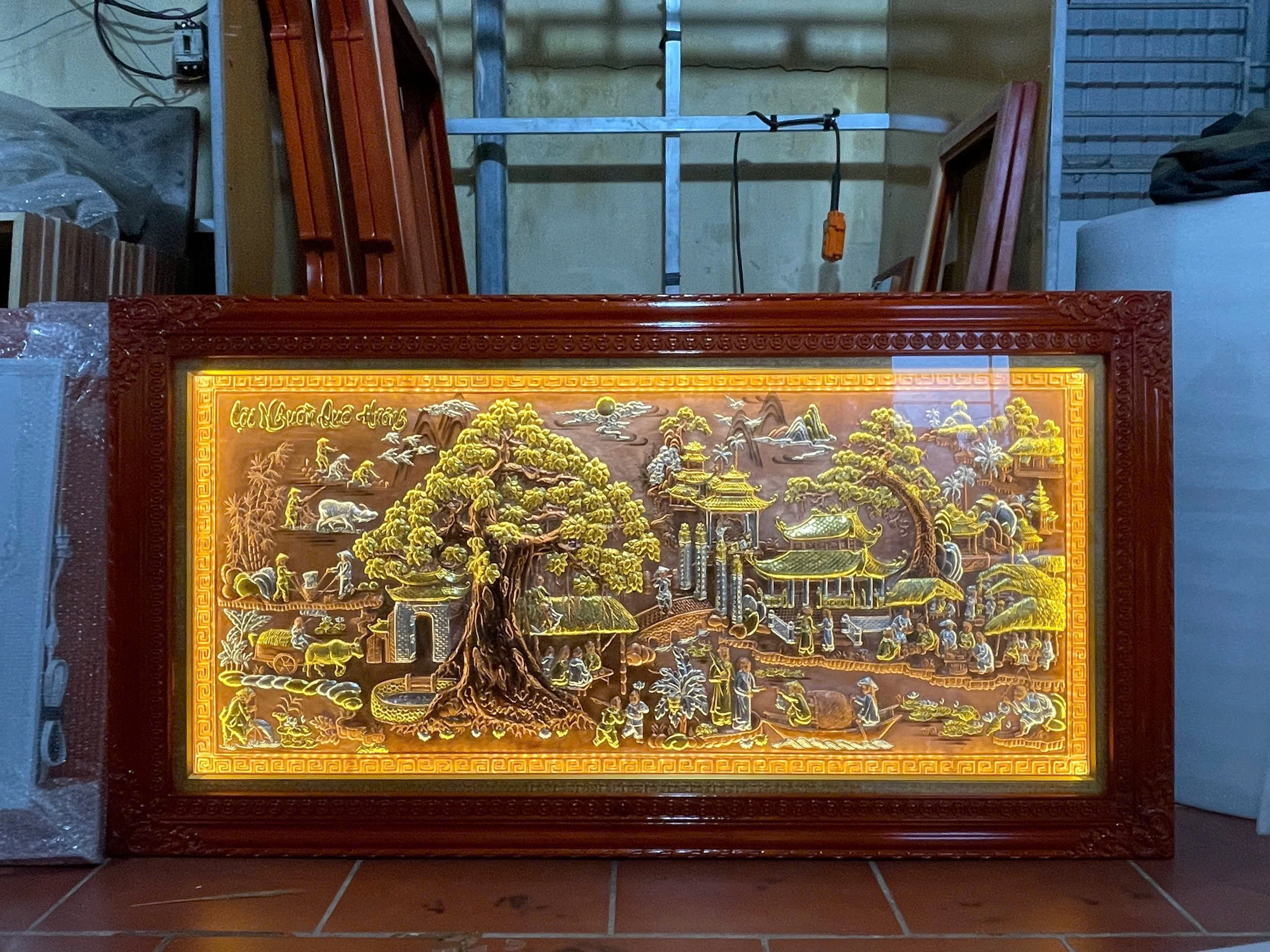 Bức Tranh Đồng Cuội Nguồn Quê Hương  Mạ Vàng Mạ Bạc