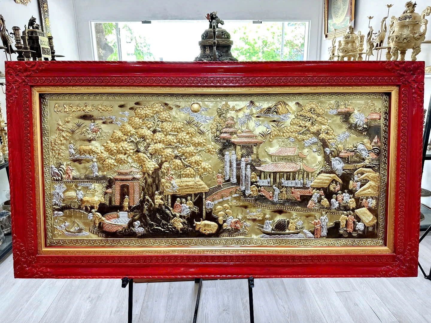 Bức Tranh Đồng Cuội Nguồn Quê Hương  Mạ Vàng Mạ Bạc