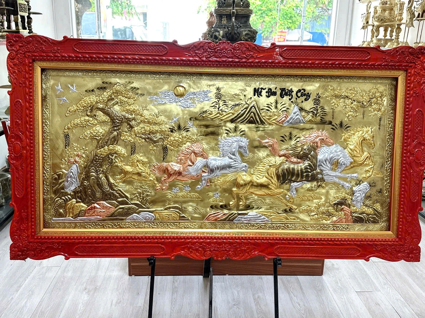 Tranh Đồng Mã Đáo Thành Công dát vàng