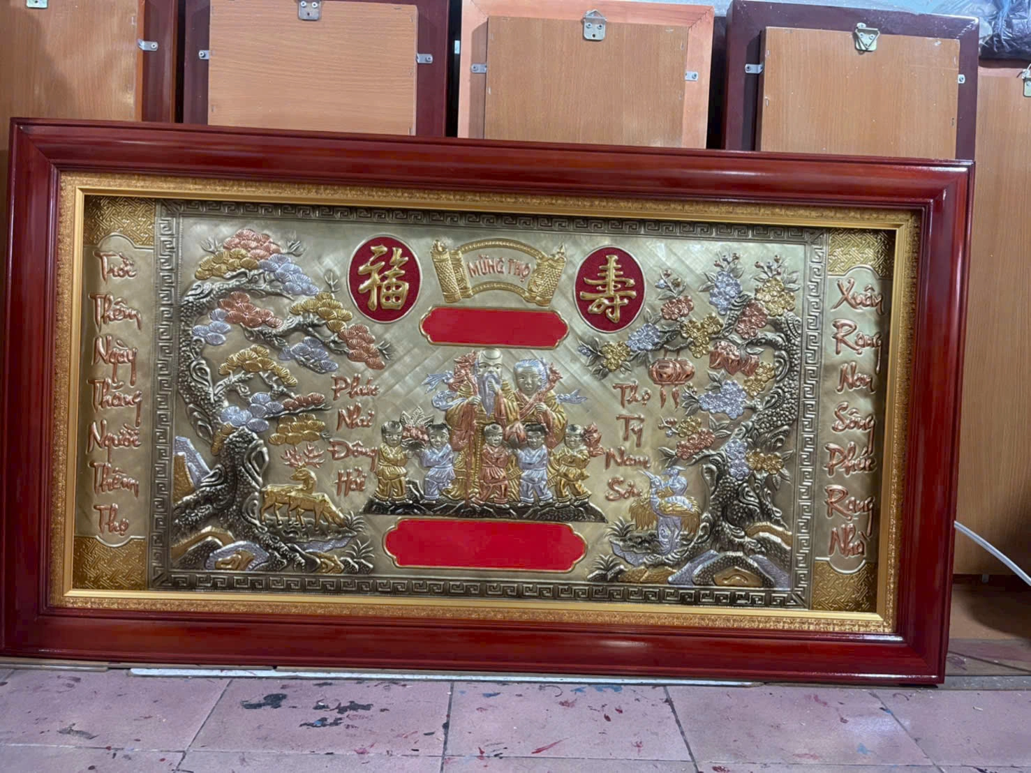 Tranh Đồng Mừng Thọ Bằng Đồng