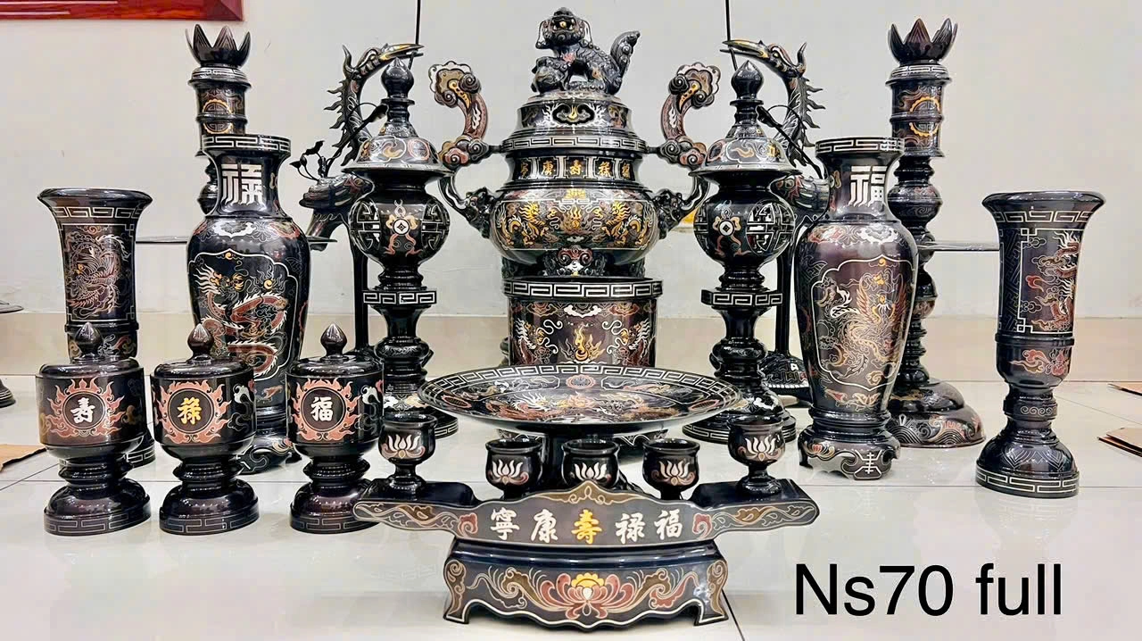 Giá Bộ Đỉnh Đồng Ngũ Sự Khảm Ngũ Sắc Đại Bái