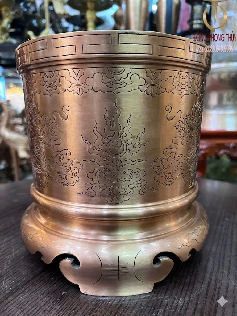 Bộ Bát Hương Bằng Đồng Đỏ Mộc
