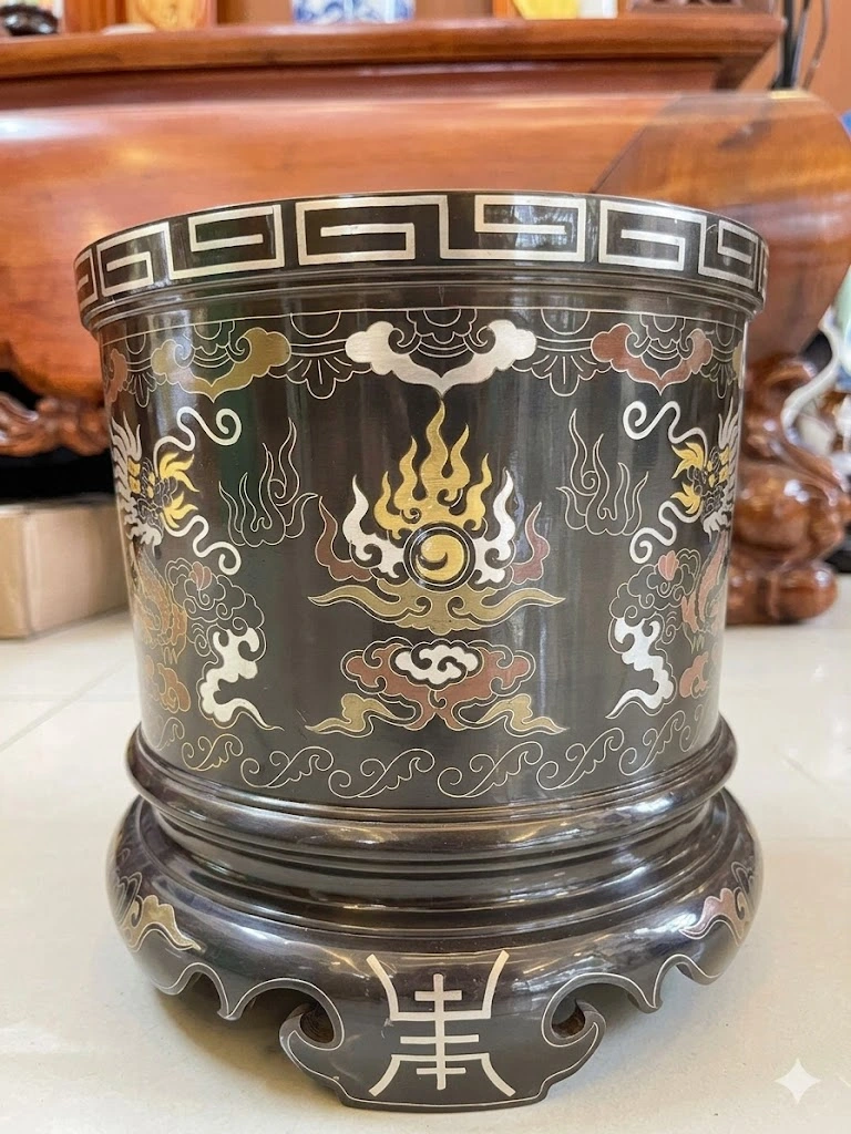 Bát Hương Đồng Khảm Ngũ Sắc