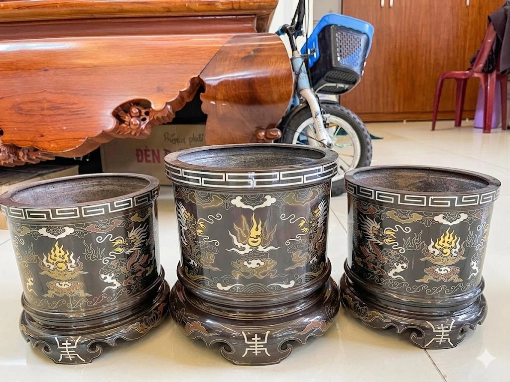 Bát Hương Đồng Khảm Ngũ Sắc