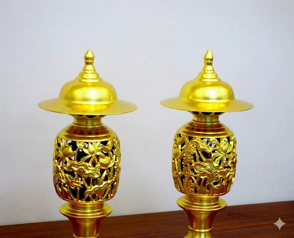 Đèn Thờ Đồng Mạ Vàng 24K