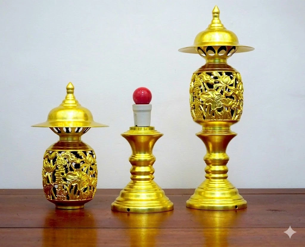 Đèn Thờ Đồng Mạ Vàng 24K