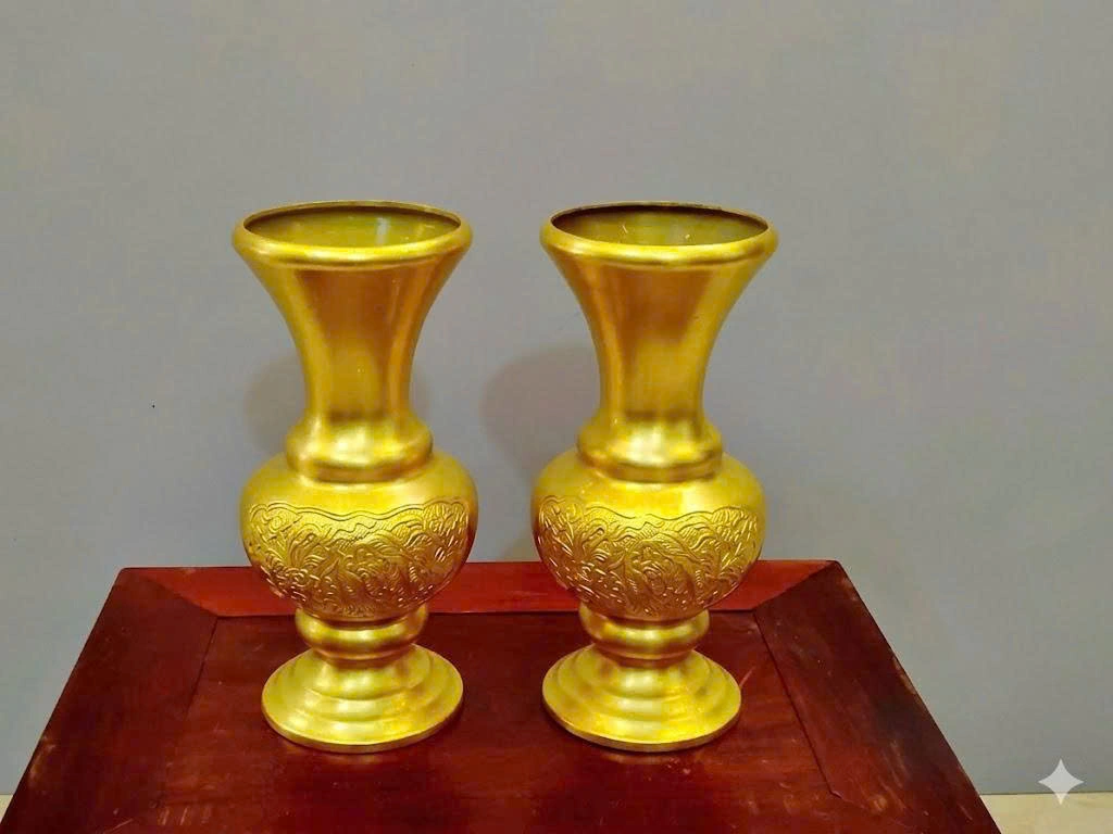 Lọ Hoa Bằng Đồng Dát Vàng 24k
