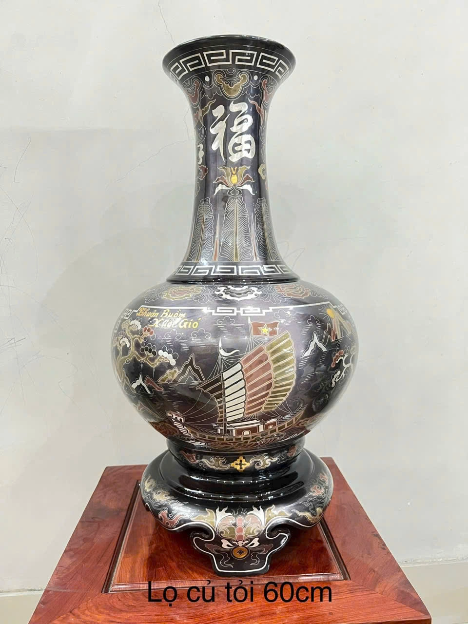 Lọ Hoa Đồng Thờ Khảm Ngũ Sắc