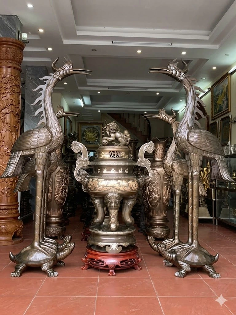 HẠC ĐỒNG THỜ CÚNG CAO 1M97