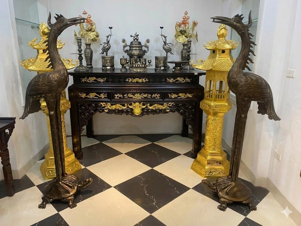 Hạc Thờ Cúng Hun Giả Cổ 2m2, 2m3, 2m5