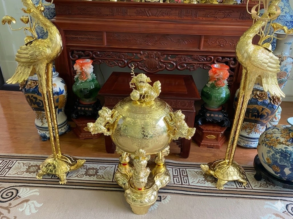 Cách Bày Hạc Đồng Mạ Vàng Cùng Thất Lân Vờn Cầu