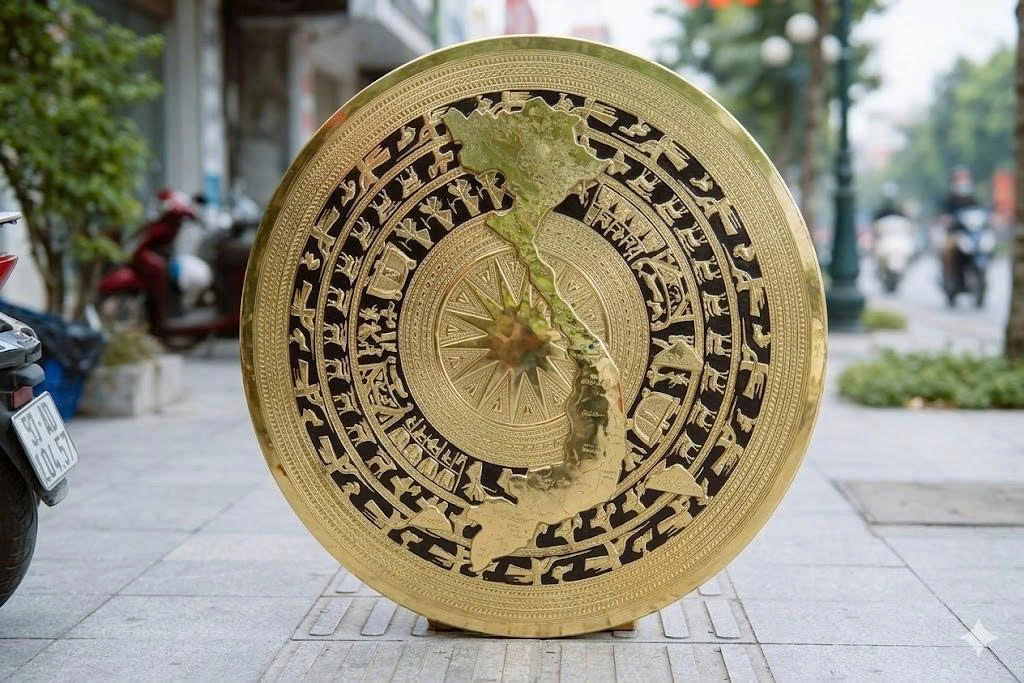 Mặt Trống Đồng Có Bản Đồ Việt Nam