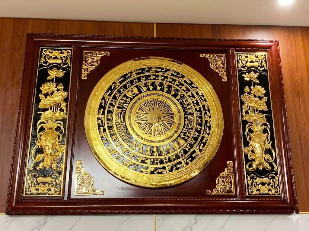 Trống Đồng Đông Sơn Mạ Vàng 24k: