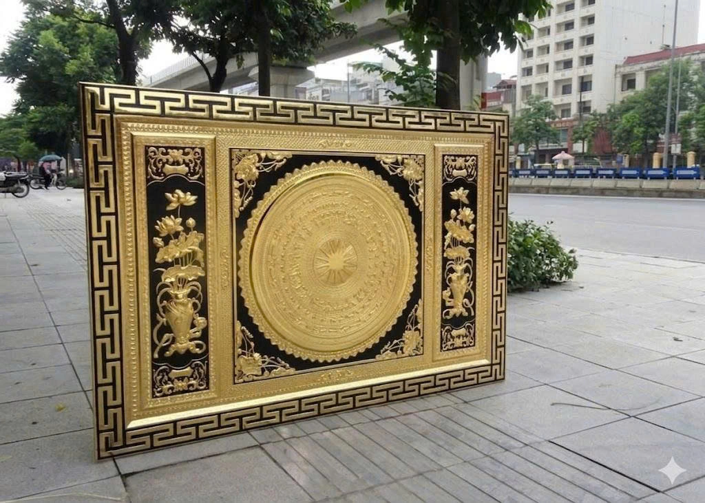Tranh Trống Đồng Mạ Vàng