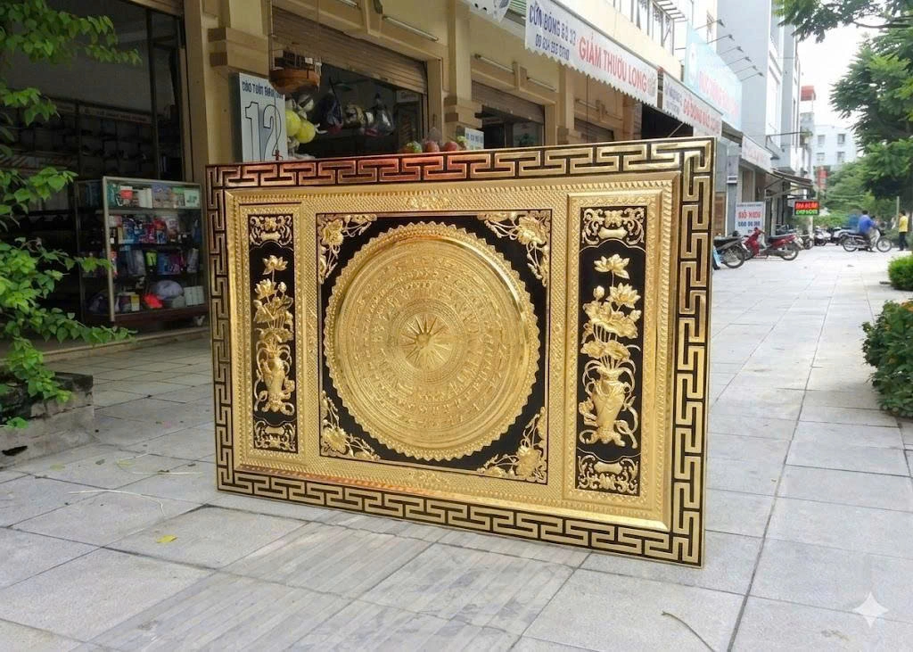 Tranh Trống Đồng Mạ Vàng