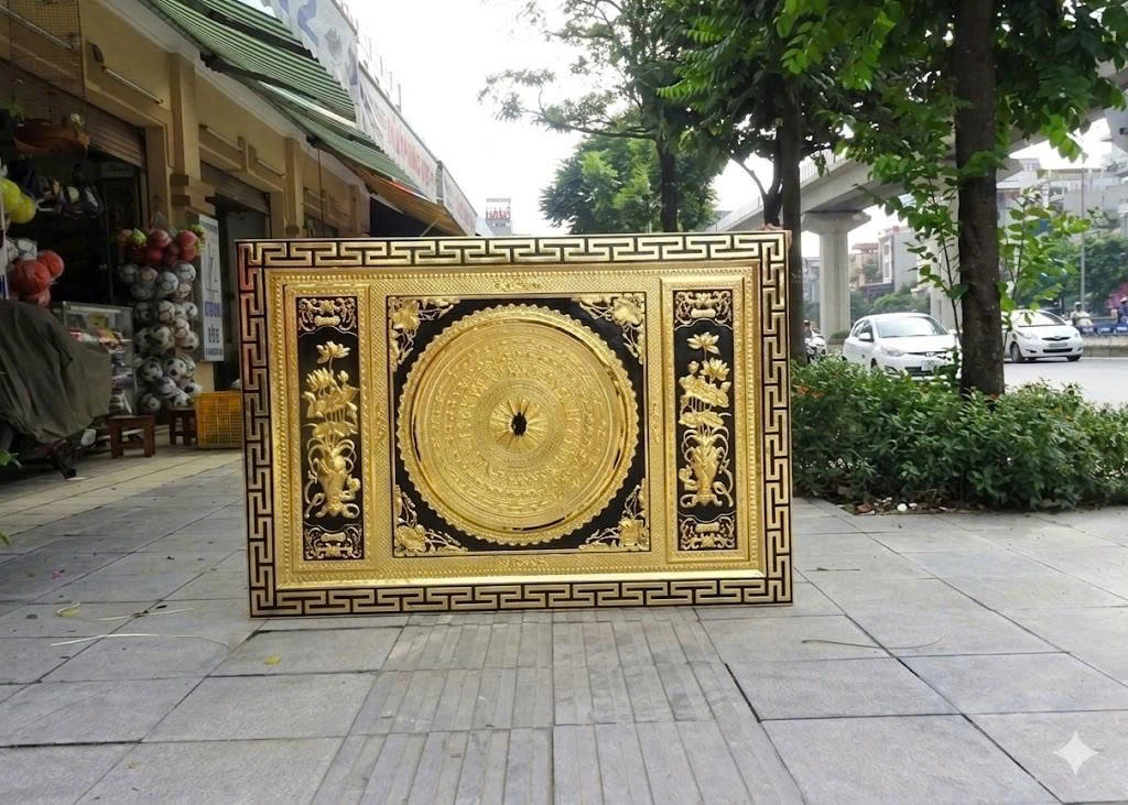 Tranh Trống Đồng Mạ Vàng