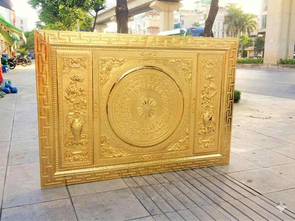 Mặt Trống Đồng Mạ Vàng