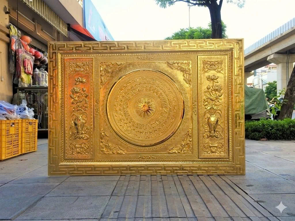 Mặt Trống Đồng Mạ Vàng