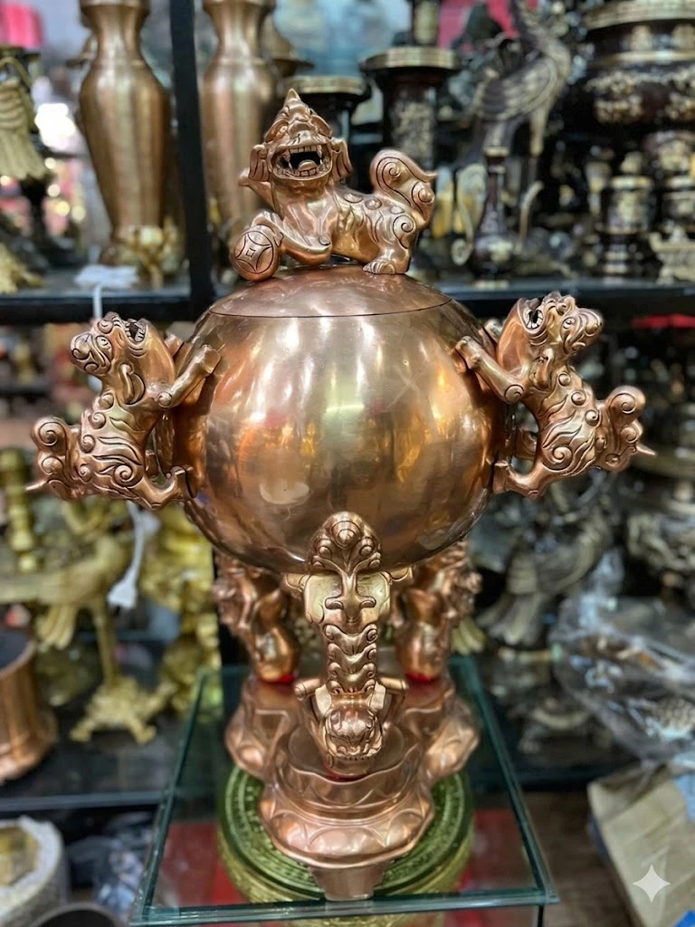 Mua Đỉnh Đồng Thất Lân Vờn Cầu Đồng Đỏ Mộc