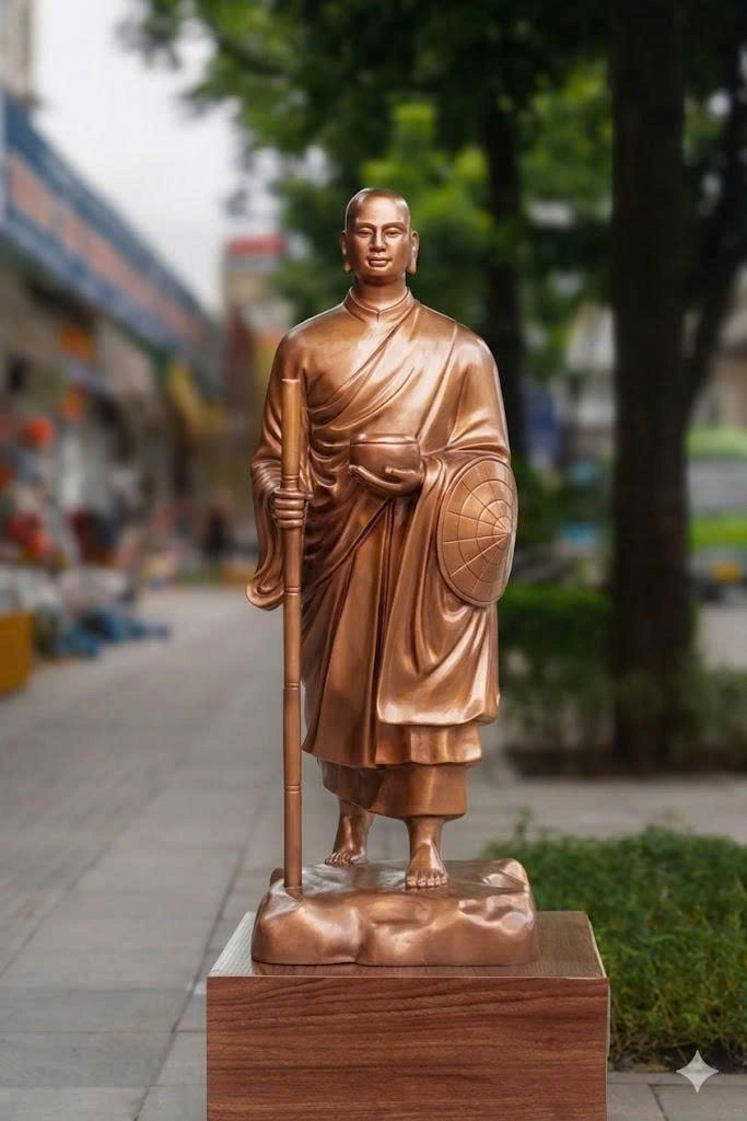 Tượng Thiền Sư Tăng Khương Hội Bằng Đồng