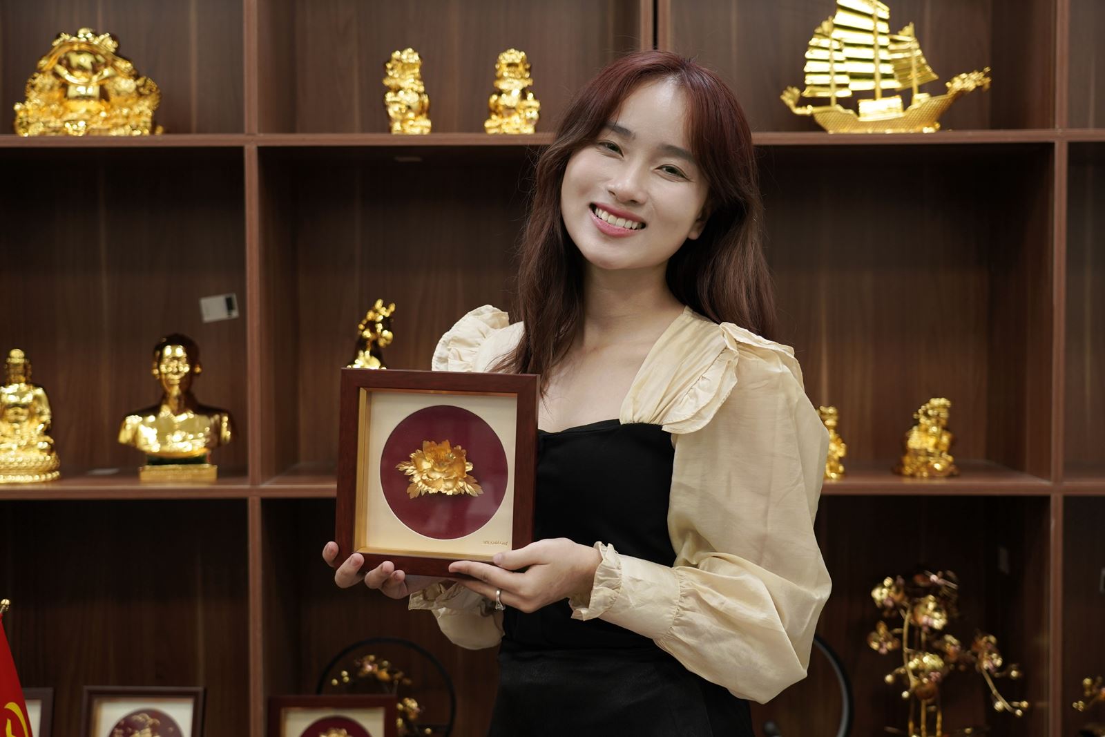 Mua Tranh Hoa Mẫu Đơn Mạ Vàng