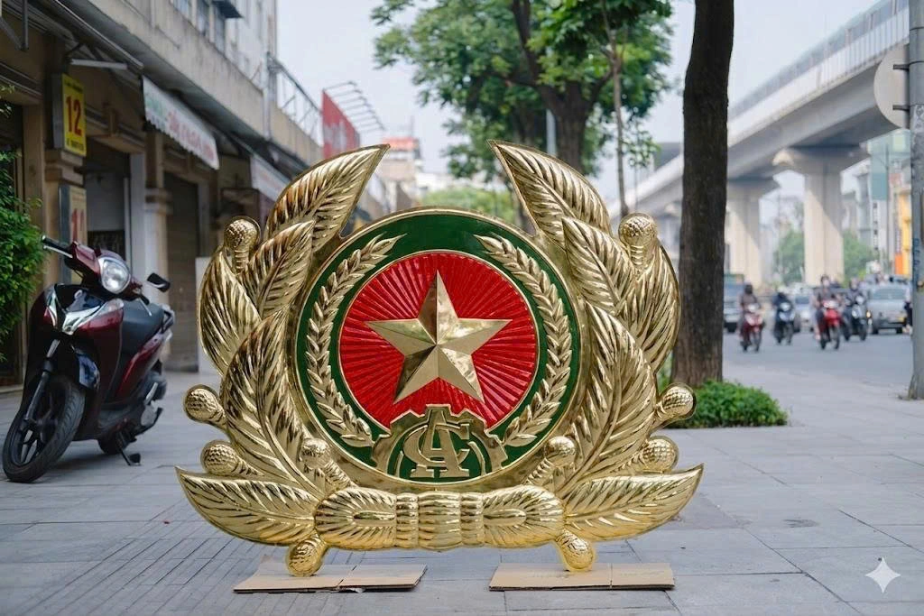 Huy Hiệu Logo Công An Bằng Đồng