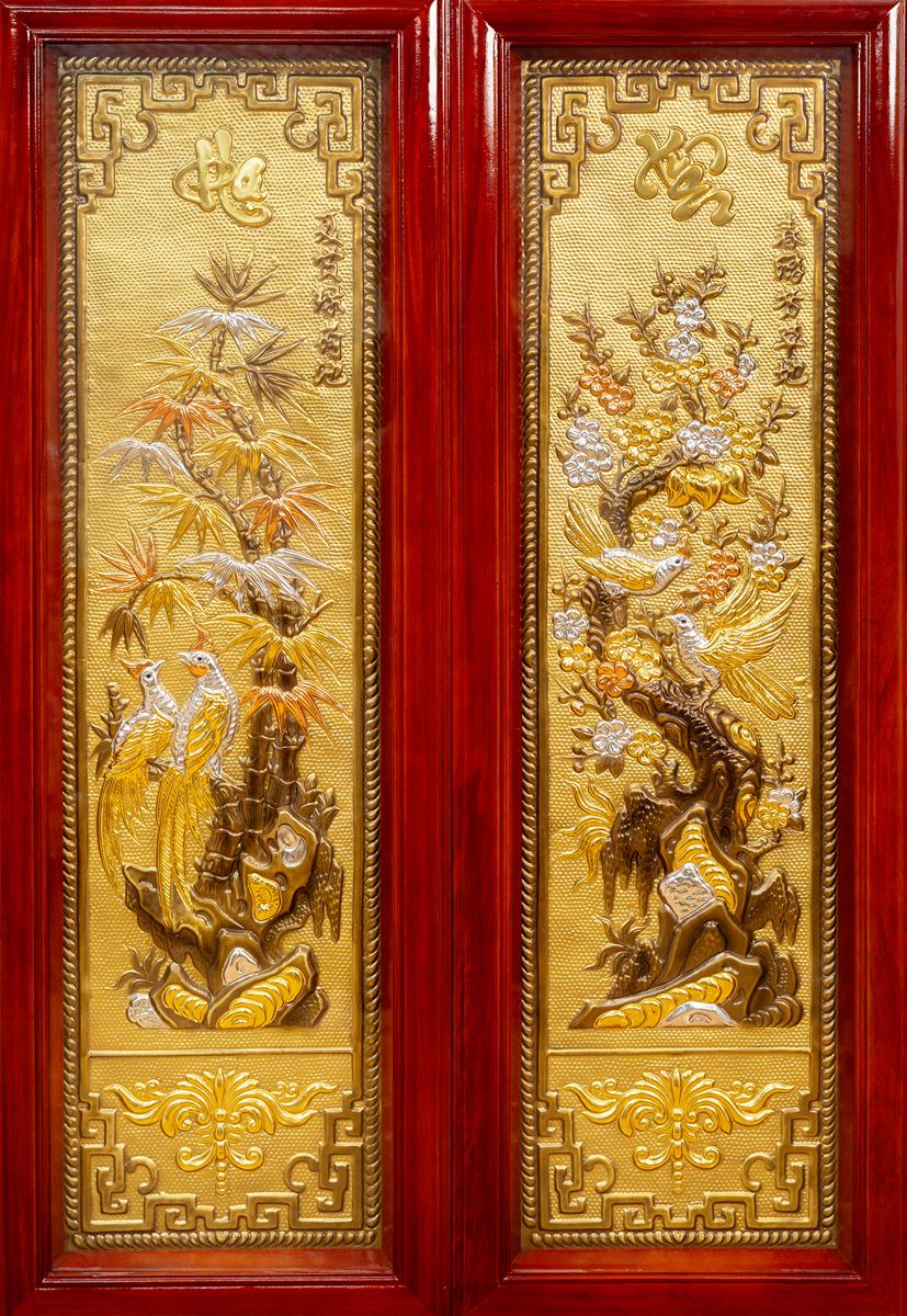 Tranh Đồng Tứ Quý Tùng Trúc Cúc Mai