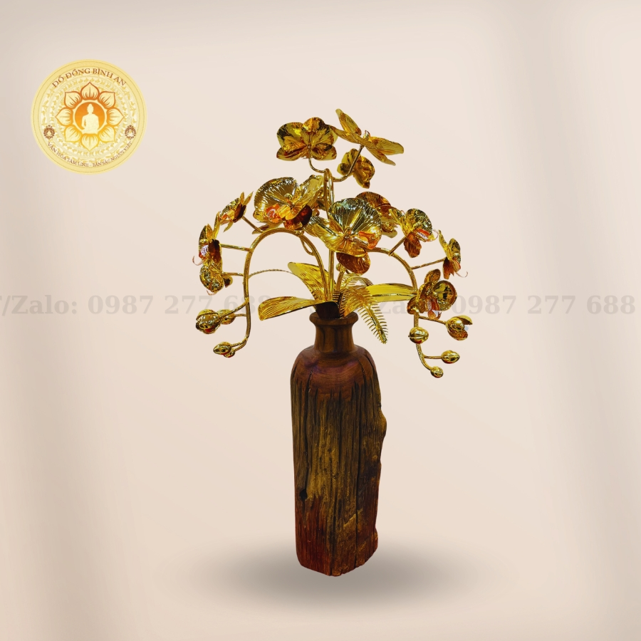 Bình Lan Thân Gỗ 3 Cành Mạ Vàng