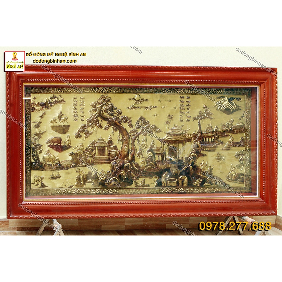 Tranh Đồng Quê Bằng Đồng Hun Giả Cổ